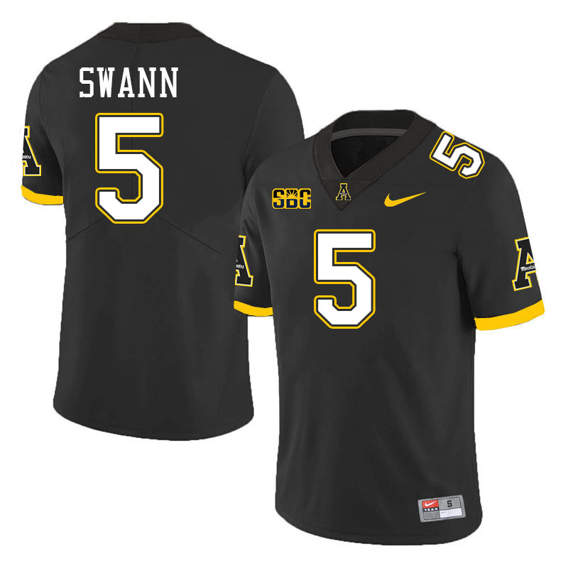 Appalachian State Mountaineers #5 AJ Swann College Football Jerseys Stitched-Black